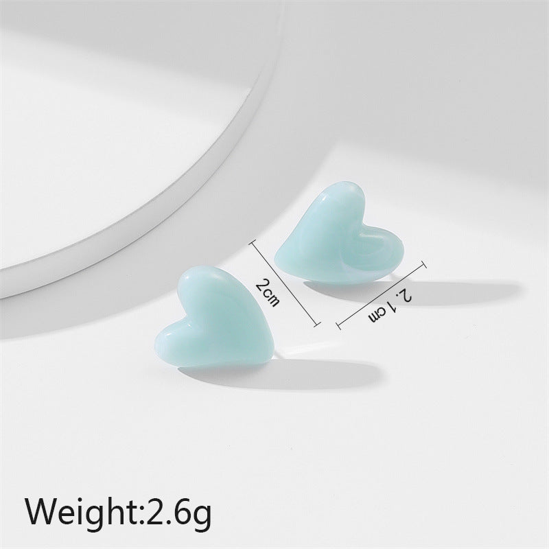 Pendientes de plástico de corazón de color sólido de joyería al por mayor